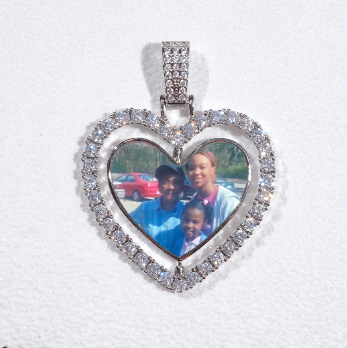 3D Spinning 2-Faced Heart Custom Picture Pendant