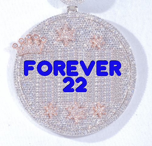 CUSTOM LETTER NECKLACE 3D BIG CROWN DISC