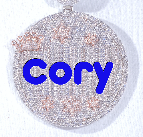 CUSTOM LETTER NECKLACE 3D BIG CROWN DISC