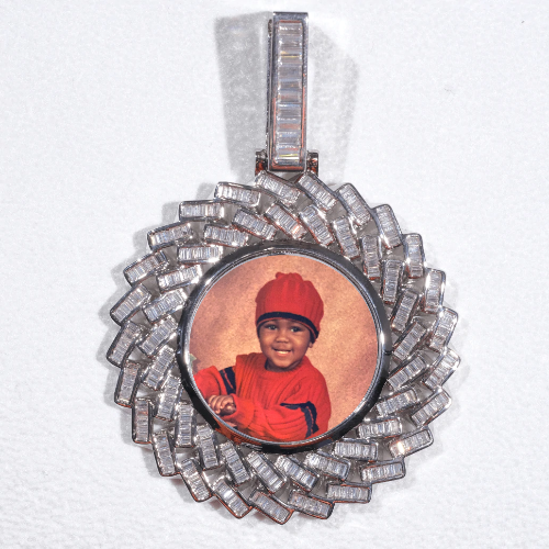 Large 3D Baguette Custom Picture Pendant