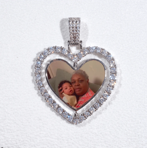3D Spinning 2-Faced Heart Custom Picture Pendant
