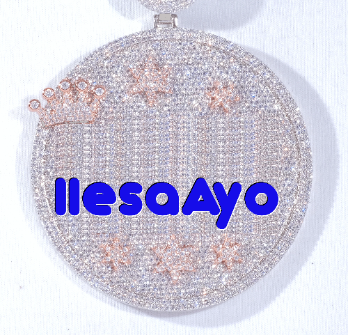CUSTOM LETTER NECKLACE 3D BIG CROWN DISC