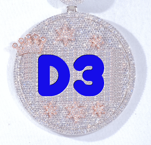 CUSTOM LETTER NECKLACE 3D BIG CROWN DISC