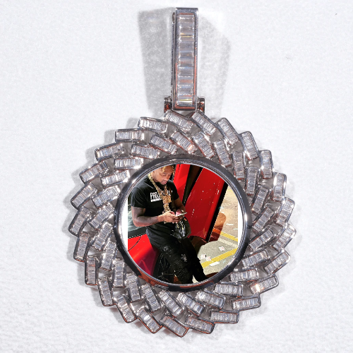 Large 3D Baguette Custom Picture Pendant
