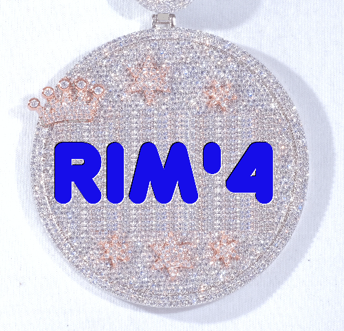 CUSTOM LETTER NECKLACE 3D BIG CROWN DISC