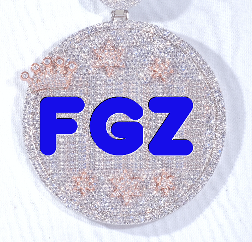 CUSTOM LETTER NECKLACE 3D BIG CROWN DISC