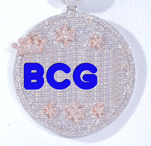 CUSTOM LETTER NECKLACE 3D BIG CROWN DISC