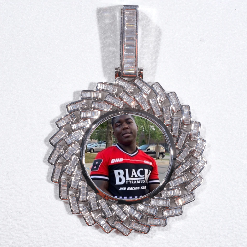 Large 3D Baguette Custom Picture Pendant