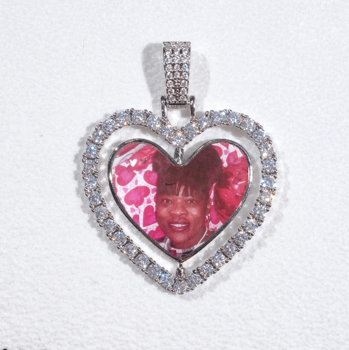 3D Spinning 2-Faced Heart Custom Picture Pendant