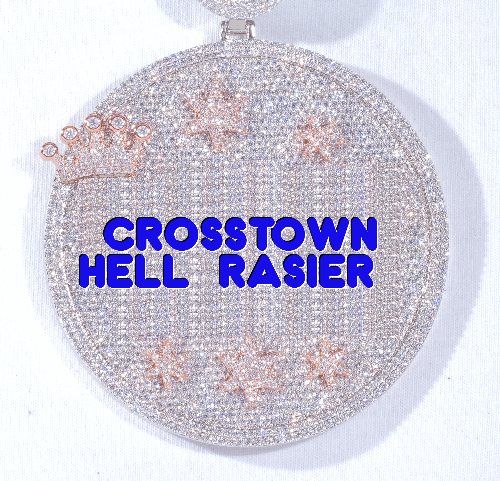 CUSTOM LETTER NECKLACE 3D BIG CROWN DISC