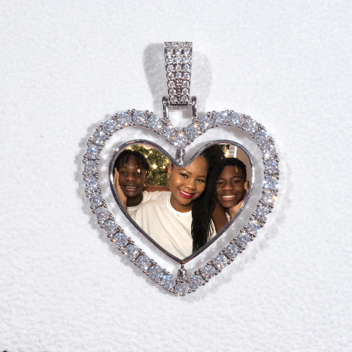 3D Spinning 2-Faced Heart Custom Picture Pendant