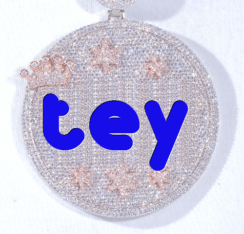 CUSTOM LETTER NECKLACE 3D BIG CROWN DISC