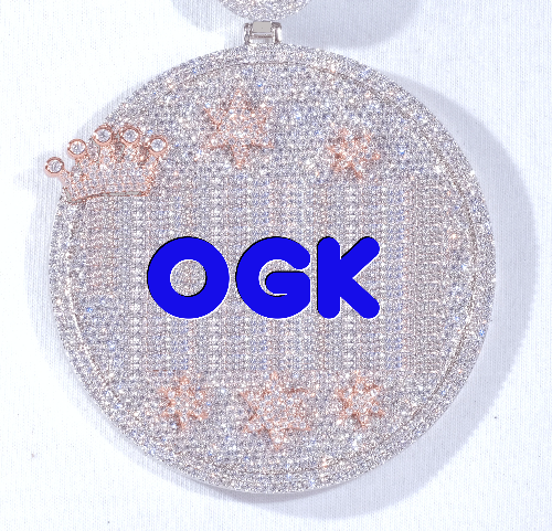 CUSTOM LETTER NECKLACE 3D BIG CROWN DISC