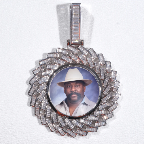 Large 3D Baguette Custom Picture Pendant