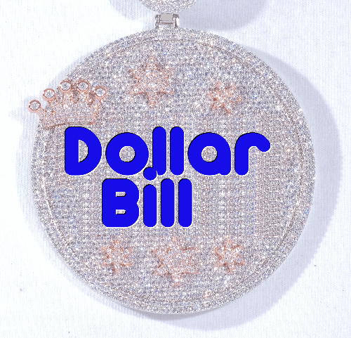 CUSTOM LETTER NECKLACE 3D BIG CROWN DISC
