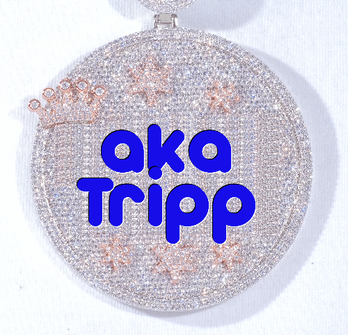 CUSTOM LETTER NECKLACE 3D BIG CROWN DISC