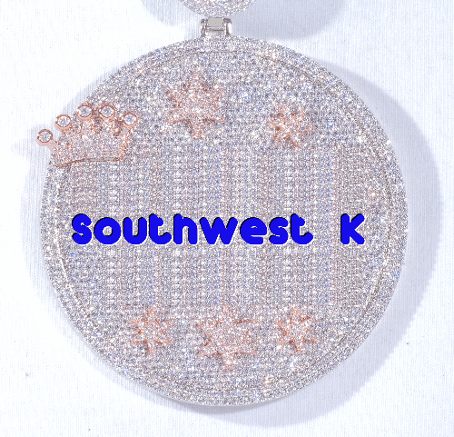CUSTOM LETTER NECKLACE 3D BIG CROWN DISC
