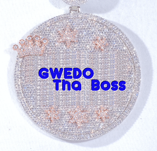 CUSTOM LETTER NECKLACE 3D BIG CROWN DISC