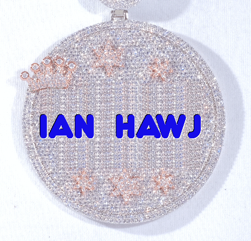 CUSTOM LETTER NECKLACE 3D BIG CROWN DISC