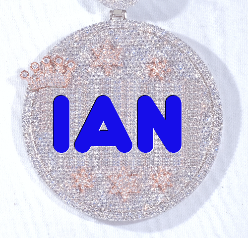 CUSTOM LETTER NECKLACE 3D BIG CROWN DISC