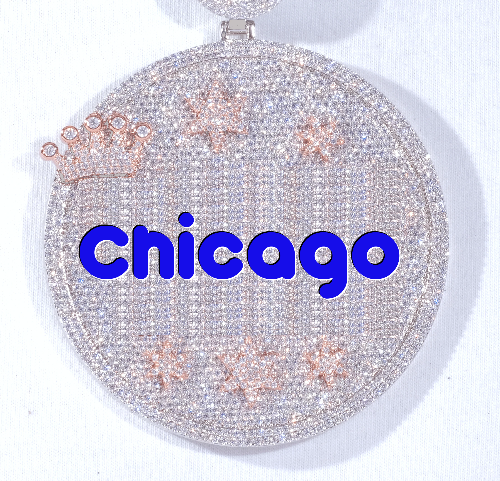 CUSTOM LETTER NECKLACE 3D BIG CROWN DISC