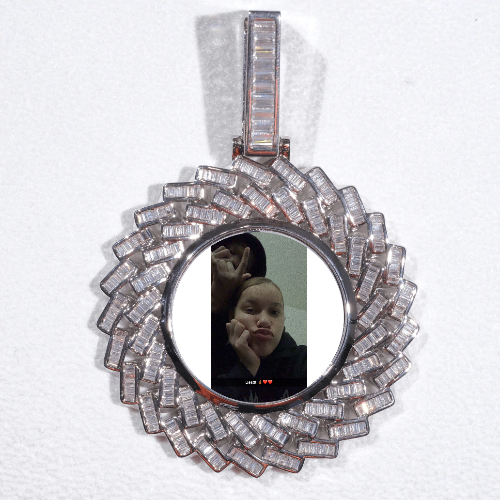 Large 3D Baguette Custom Picture Pendant