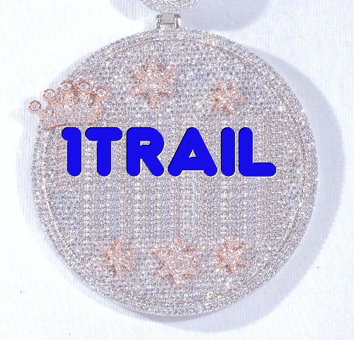CUSTOM LETTER NECKLACE 3D BIG CROWN DISC
