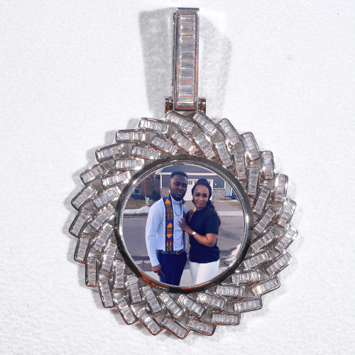 Large 3D Baguette Custom Picture Pendant