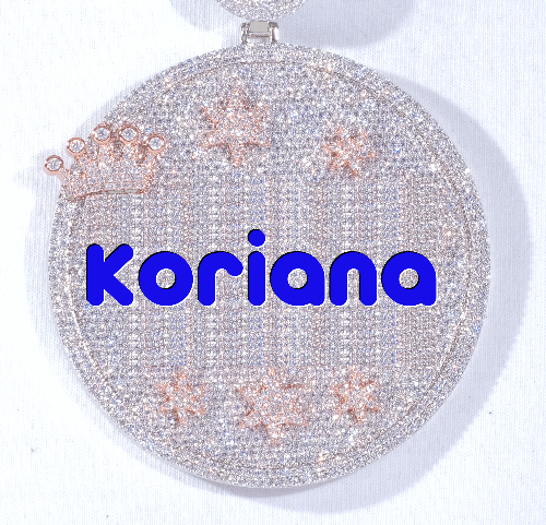 CUSTOM LETTER NECKLACE 3D BIG CROWN DISC