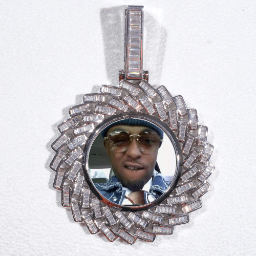 Large 3D Baguette Custom Picture Pendant