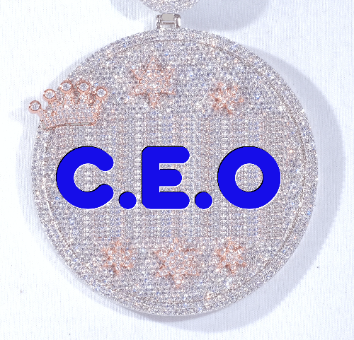 CUSTOM LETTER NECKLACE 3D BIG CROWN DISC