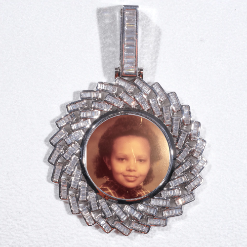 Large 3D Baguette Custom Picture Pendant