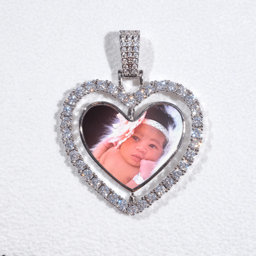 3D Spinning 2-Faced Heart Custom Picture Pendant