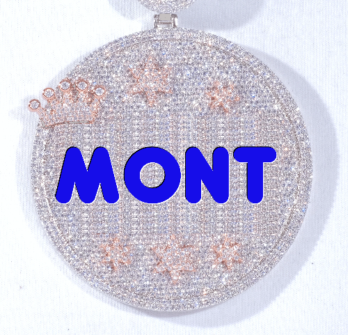 CUSTOM LETTER NECKLACE 3D BIG CROWN DISC