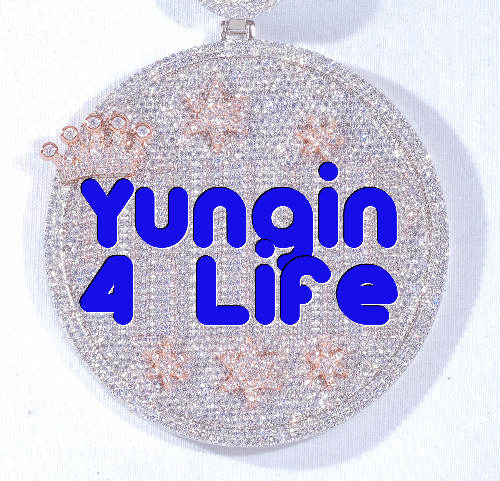 CUSTOM LETTER NECKLACE 3D BIG CROWN DISC