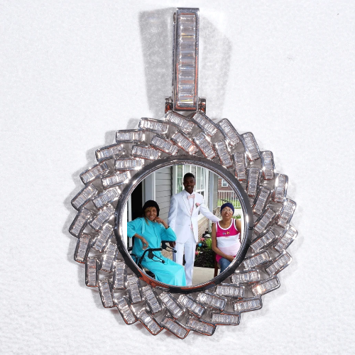 Large 3D Baguette Custom Picture Pendant
