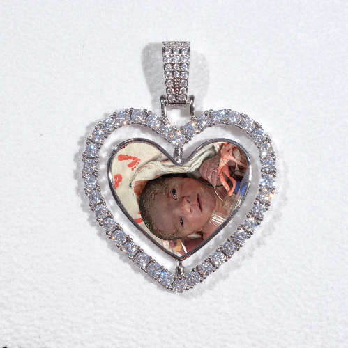 3D Spinning 2-Faced Heart Custom Picture Pendant