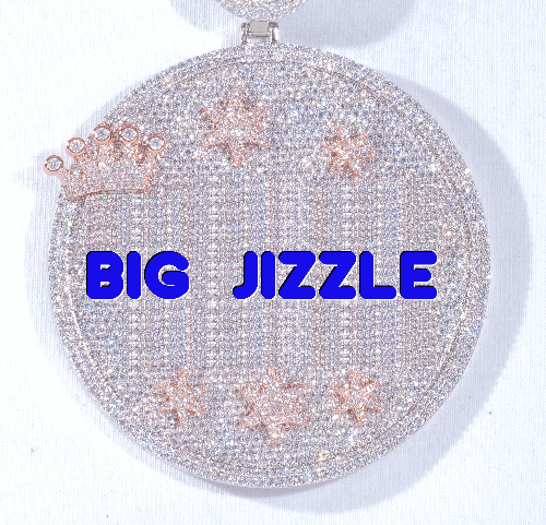 CUSTOM LETTER NECKLACE 3D BIG CROWN DISC