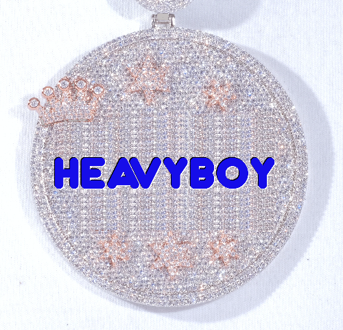CUSTOM LETTER NECKLACE 3D BIG CROWN DISC