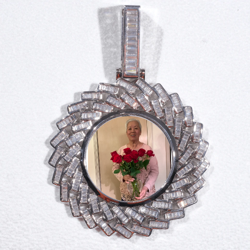 Large 3D Baguette Custom Picture Pendant