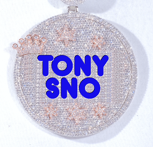 CUSTOM LETTER NECKLACE 3D BIG CROWN DISC