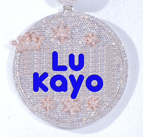 CUSTOM LETTER NECKLACE 3D BIG CROWN DISC