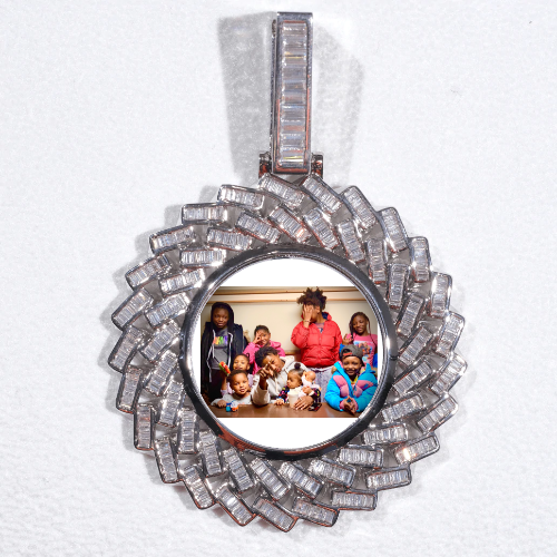 Large 3D Baguette Custom Picture Pendant