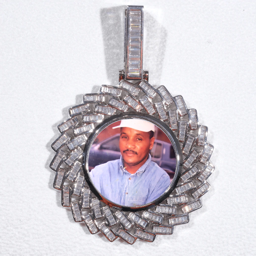 Large 3D Baguette Custom Picture Pendant