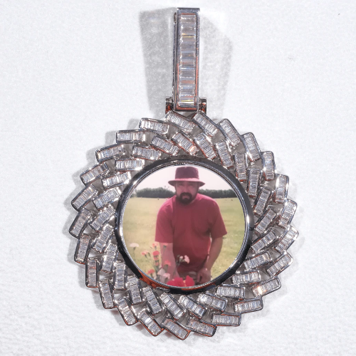 Large 3D Baguette Custom Picture Pendant