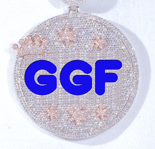 CUSTOM LETTER NECKLACE 3D BIG CROWN DISC