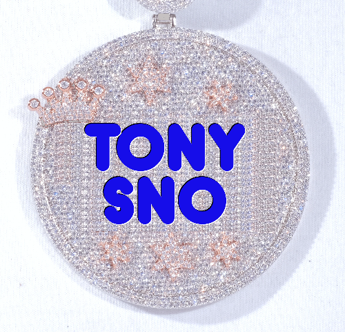 CUSTOM LETTER NECKLACE 3D BIG CROWN DISC