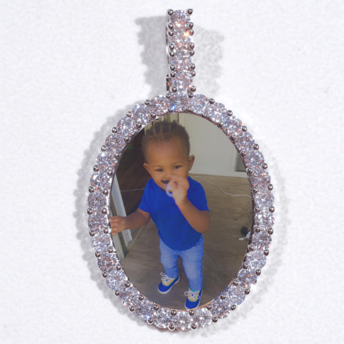 Large 3D Oval Custom Picture Pendant