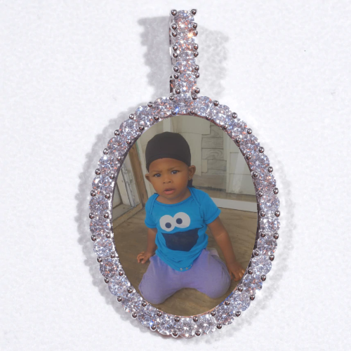Large 3D Oval Custom Picture Pendant