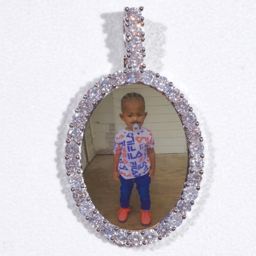 Large 3D Oval Custom Picture Pendant